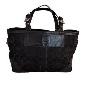 Vintage Y2K Coach Signature Gallery Tote Shoulder Bag 8K49 Black Rare Stitching